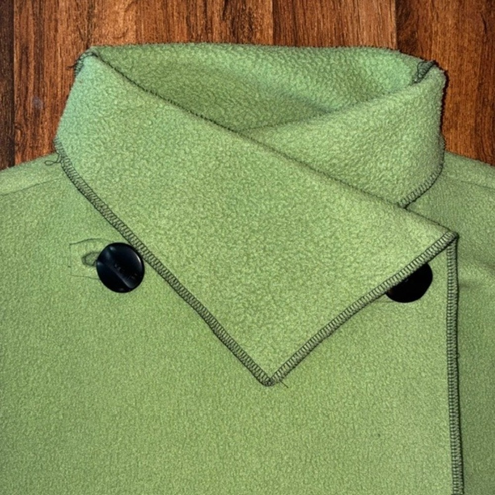 Maralyce Ferree Green Fleece Asymmetrical Funnel Neck Coat Jacket Women Medium